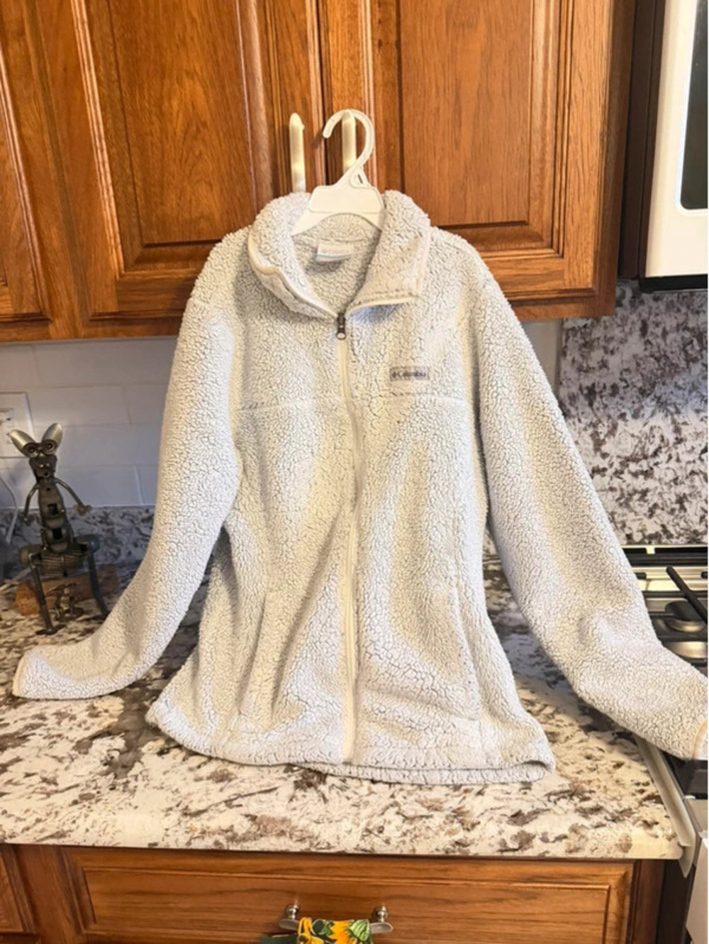 Columbia fleece jacket size small light grey color